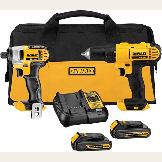 DEWALT 20V MAX Cordless Drill and Impact Driver Combo Kit, 2 Batteries