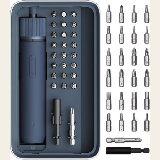 HOTO 25-Piece Electric Screwdriver Kit, Cordless, 1/4 inch Hex, Magnetic Lid