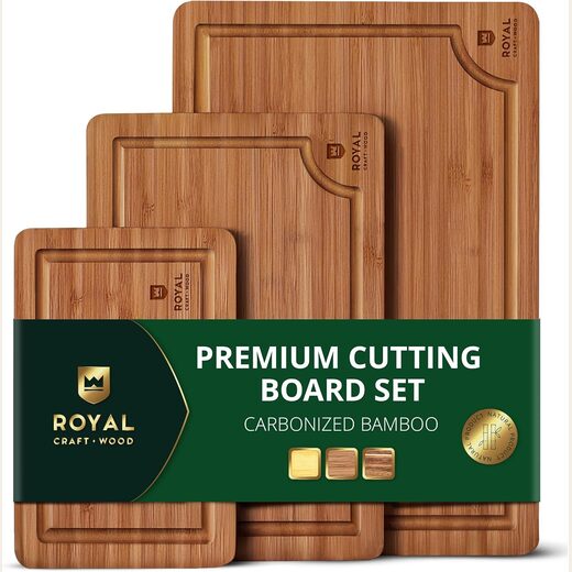 ROYAL CRAFT WOOD Wooden Cutting Boards for Kitchen, Non-Toxic Bamboo Set