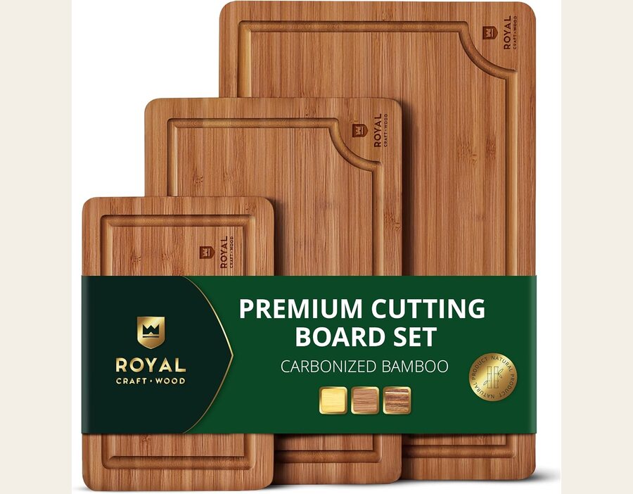 ROYAL CRAFT WOOD Wooden Cutting Boards for Kitchen, Non-Toxic Bamboo Set