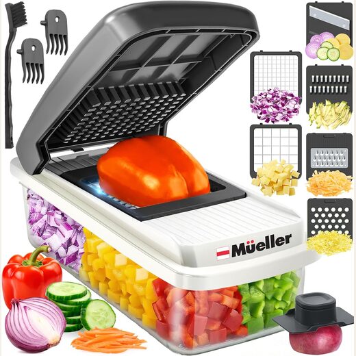 Mueller Vegetable Chopper Mandoline Slicer, Cheese Grater, Onion Cutter