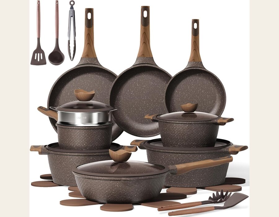 CAROTE 26pcs Pots and Pans Set, Nonstick Induction Cookware Set
