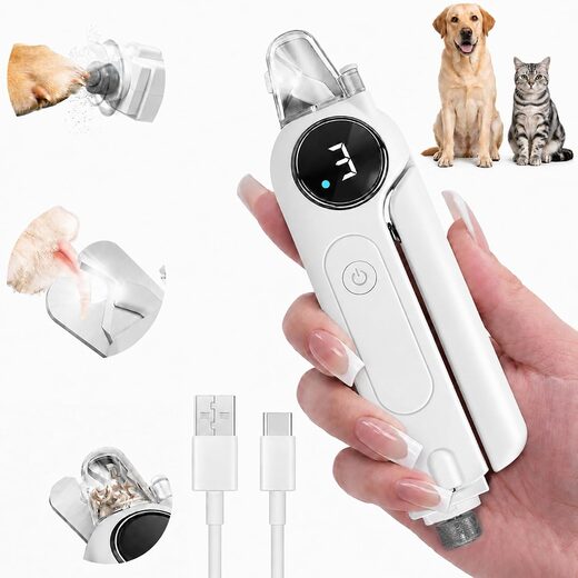 2-in-1 Quiet Electric Pet Nail Clipper and Grinder with LED Light