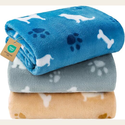 Luciphia 3 Pack Cute Dog Blankets, Soft Fleece for Small Puppy or Cat