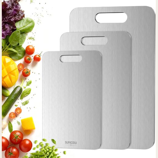 Titanium Cutting Board Set of 3, Double-Sided, Dishwasher Safe
