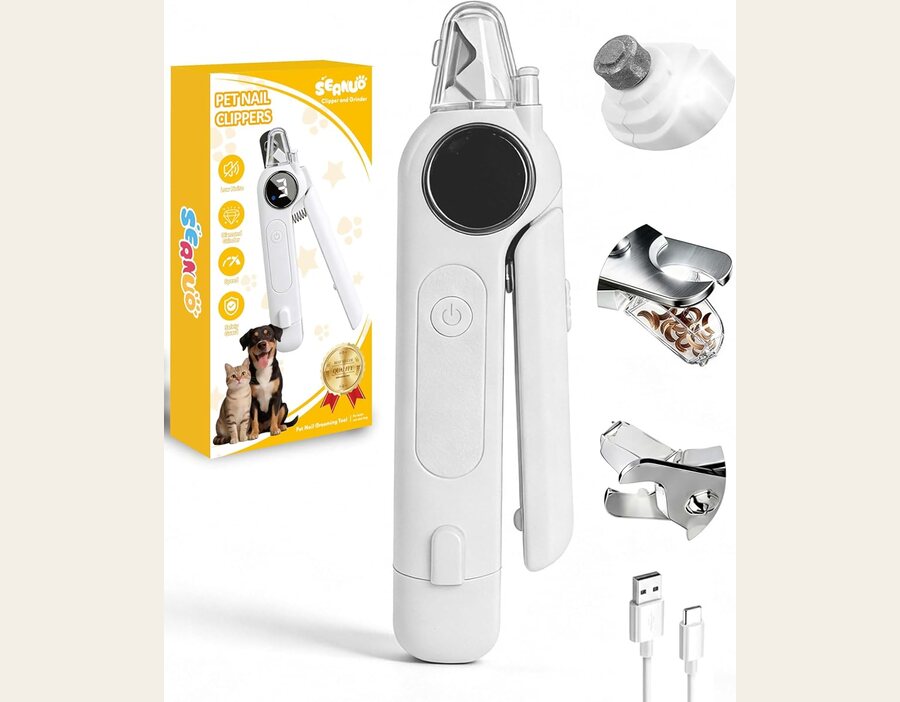 2-in-1 Pet Nail Clipper and Grinder with LED Light and Safety Guard