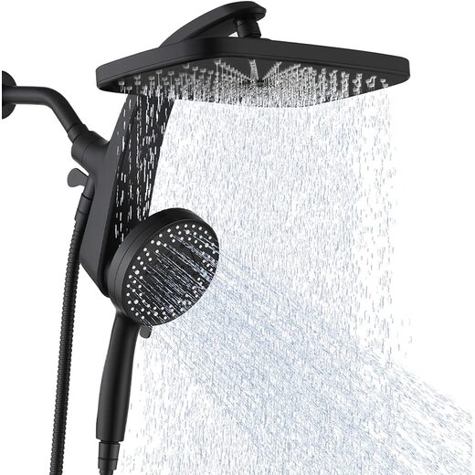 Rain Shower Head with Handheld Showerhead, Black 1.8GPM
