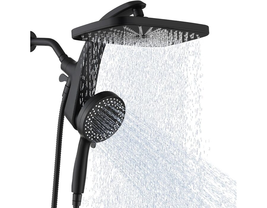 Rain Shower Head with Handheld Showerhead, Black 1.8GPM