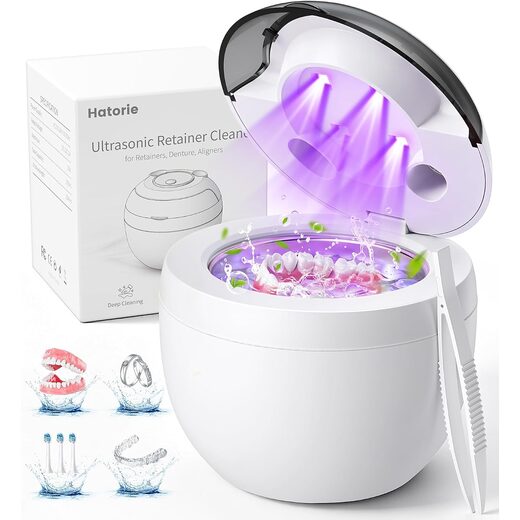Ultrasonic Retainer Cleaner Machine, 45kHz Deep Gentle Dental Cleaning