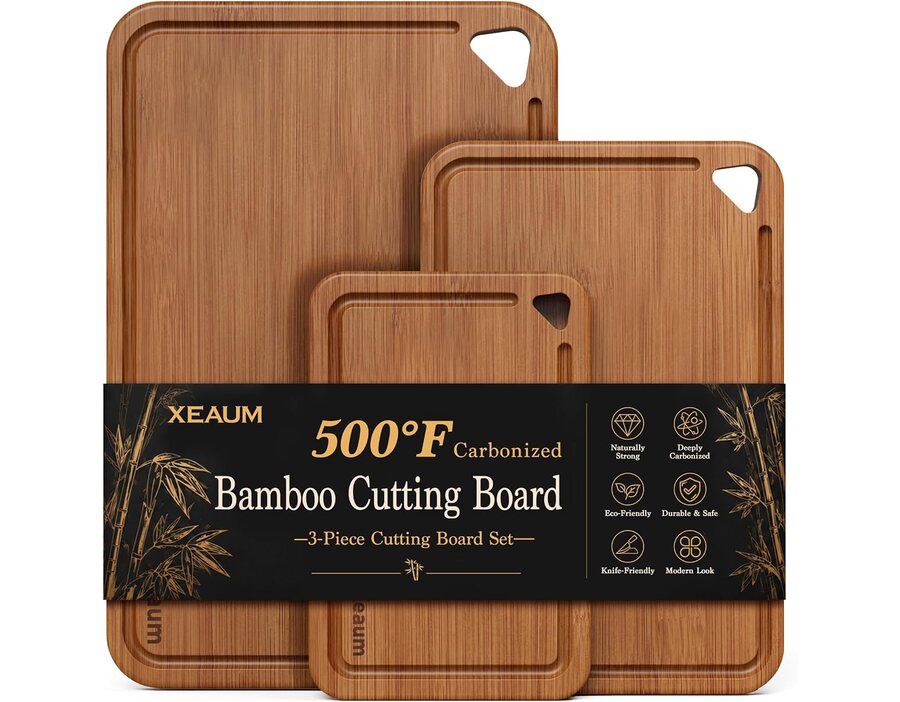 Bamboo Cutting Board 3-Piece Wooden Cutting Board Set for Kitchen