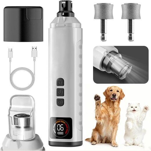 6-Speed Dog Nail Grinder with LED Light, Ultra Quiet Brushless Motor