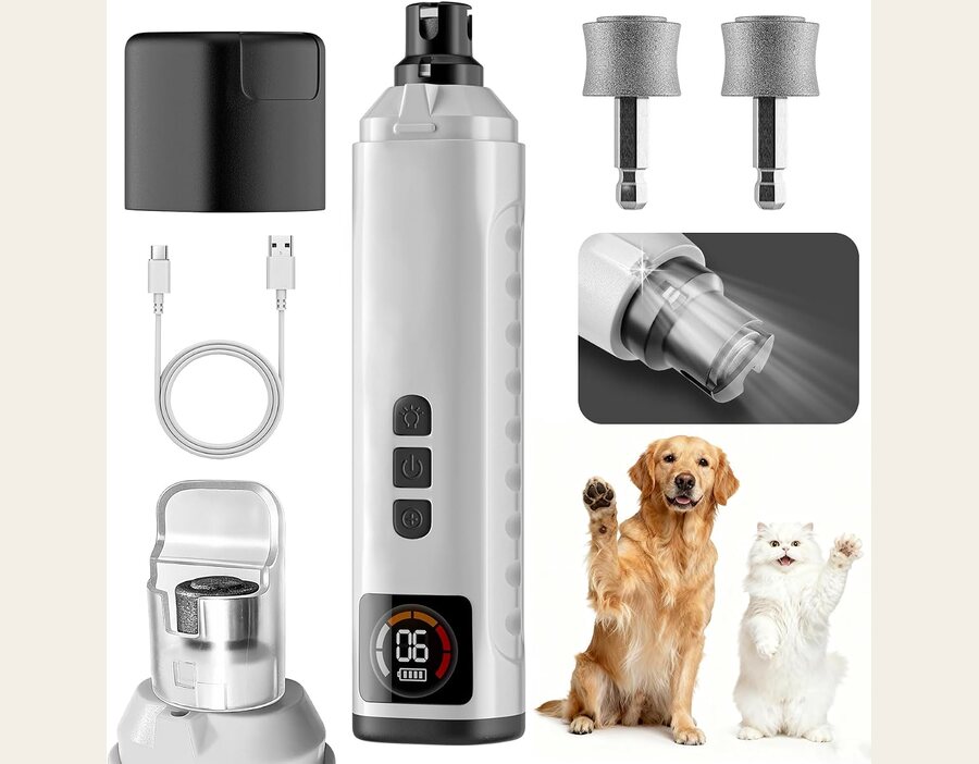6-Speed Dog Nail Grinder with LED Light, Ultra Quiet Brushless Motor
