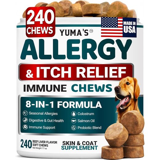 Dog Allergy Relief Chews, 240 Immune Treats, Dog Itching Skin Relief